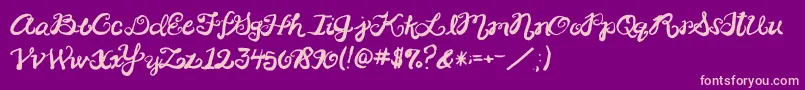 2peasRinglet-Schriftart – Rosa Schriften auf violettem Hintergrund