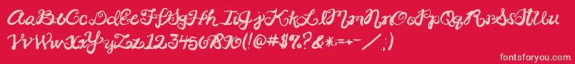 2peasRinglet Font – Pink Fonts on Red Background