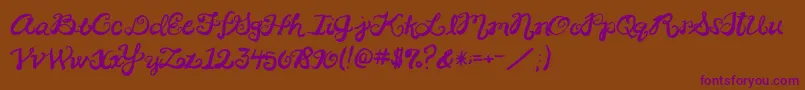 2peasRinglet Font – Purple Fonts on Brown Background