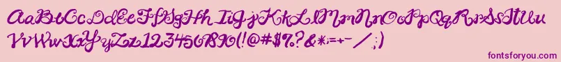フォント2peasRinglet – ピンクの背景に紫のフォント