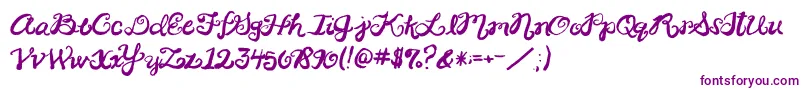 フォント2peasRinglet – 白い背景に紫のフォント