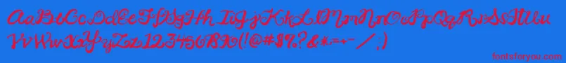フォント2peasRinglet – 赤い文字の青い背景
