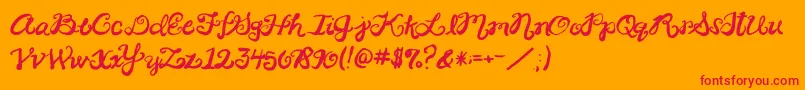 フォント2peasRinglet – オレンジの背景に赤い文字