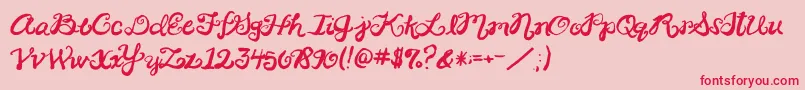 2peasRinglet Font – Red Fonts on Pink Background