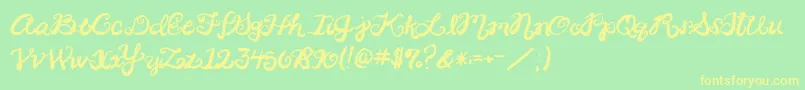 2peasRinglet Font – Yellow Fonts on Green Background