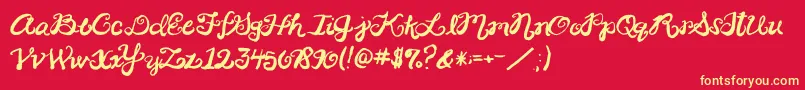 2peasRinglet Font – Yellow Fonts on Red Background
