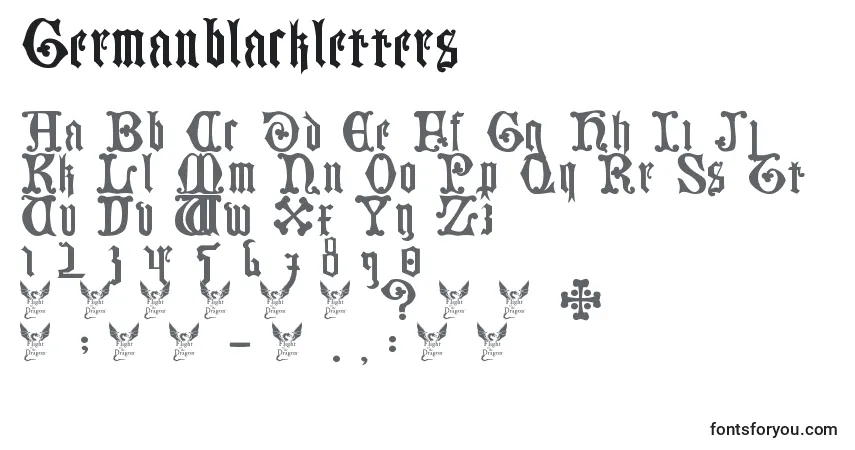 Schriftart Germanblackletters – Alphabet, Zahlen, spezielle Symbole