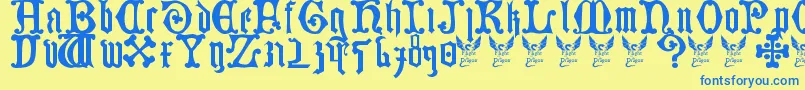 Germanblackletters Font – Blue Fonts on Yellow Background