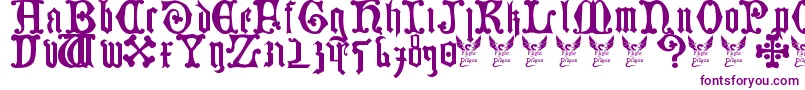 Germanblackletters-Schriftart – Violette Schriften auf weißem Hintergrund