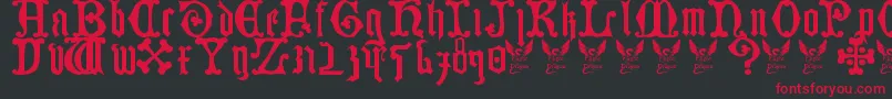 フォントGermanblackletters – 黒い背景に赤い文字