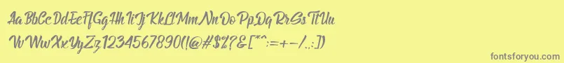 BillyTheGangItalic Font – Gray Fonts on Yellow Background