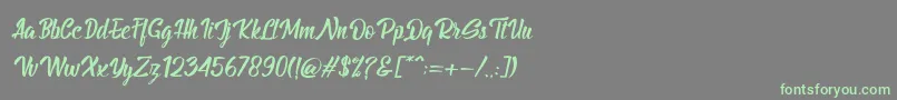 フォントBillyTheGangItalic – 灰色の背景に緑のフォント