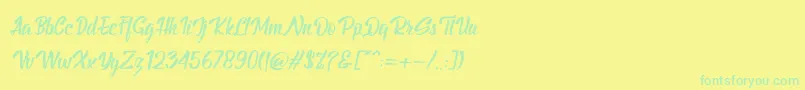 Czcionka BillyTheGangItalic – zielone czcionki na żółtym tle
