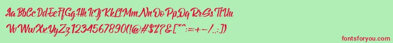 BillyTheGangItalic Font – Red Fonts on Green Background