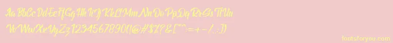 BillyTheGangItalic-Schriftart – Gelbe Schriften auf rosa Hintergrund