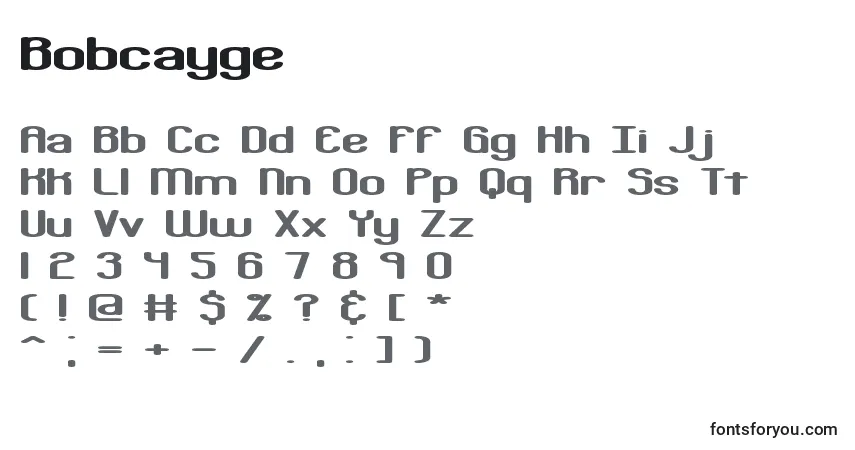Czcionka Bobcayge – alfabet, cyfry, specjalne znaki