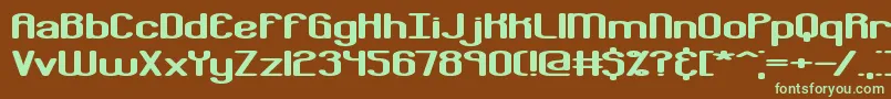 フォントBobcayge – 緑色の文字が茶色の背景にあります。