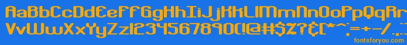 フォントBobcayge – オレンジ色の文字が青い背景にあります。