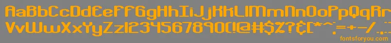 フォントBobcayge – オレンジの文字は灰色の背景にあります。