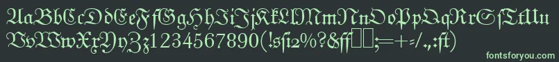 J790BlackletterRegular-fontti – vihreät fontit mustalla taustalla