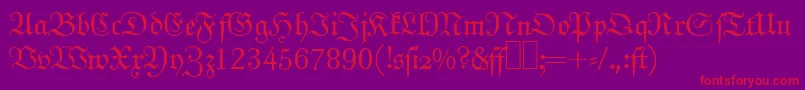 J790BlackletterRegular Font – Red Fonts on Purple Background