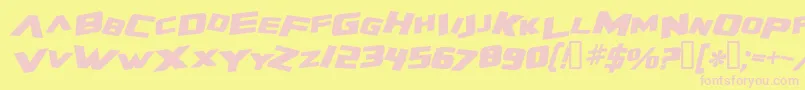 ZeroGravityExtendedBoldItalic-Schriftart – Rosa Schriften auf gelbem Hintergrund
