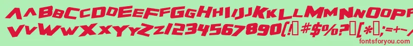 ZeroGravityExtendedBoldItalic Font – Red Fonts on Green Background