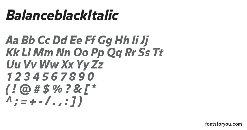 Czcionka BalanceblackItalic – alfabet, cyfry, specjalne znaki