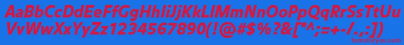 BalanceblackItalic Font – Red Fonts on Blue Background
