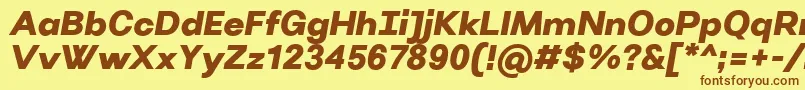 フォントVillerayUltrabolditalic – 茶色の文字が黄色の背景にあります。