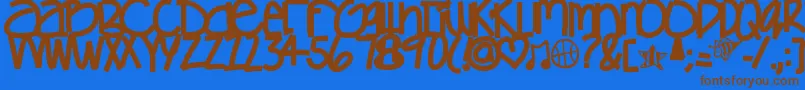 Weitere Informationen zur Gamesgetchunowhere-Schriftart Gamesgetchunowhere-Schriftart – Braune Schriften auf blauem Hintergrund
