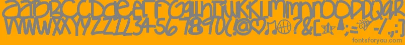 Gamesgetchunowhere-Schriftart – Graue Schriften auf orangefarbenem Hintergrund