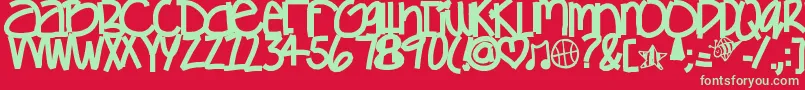 Saiba mais sobre a fonte Gamesgetchunowhere Fonte Gamesgetchunowhere – fontes verdes em um fundo vermelho