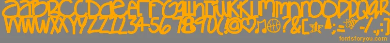 Gamesgetchunowhere-Schriftart – Orangefarbene Schriften auf grauem Hintergrund