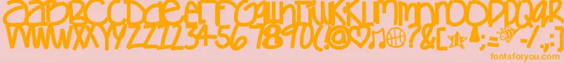 Gamesgetchunowhereフォントについての詳細 フォントGamesgetchunowhere – オレンジの文字がピンクの背景にあります。