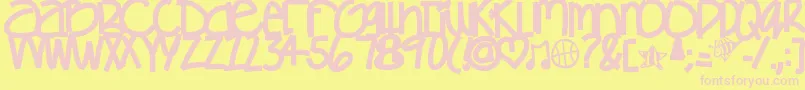 Gamesgetchunowhere-fontti – vaaleanpunaiset fontit keltaisella taustalla
