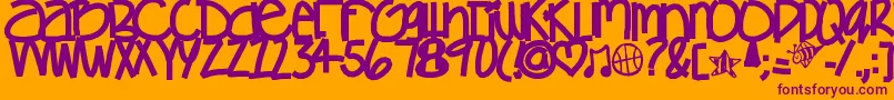 Gamesgetchunowhere-Schriftart – Violette Schriften auf orangefarbenem Hintergrund