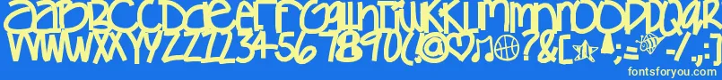 Gamesgetchunowhere Font – Yellow Fonts on Blue Background