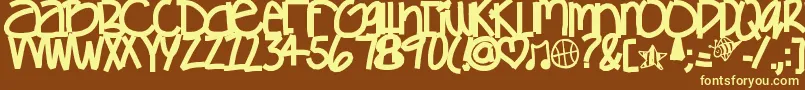 Gamesgetchunowhere-fontti – keltaiset fontit ruskealla taustalla
