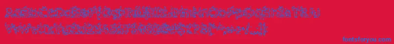 Hammh ffy-Schriftart – Blaue Schriften auf rotem Hintergrund