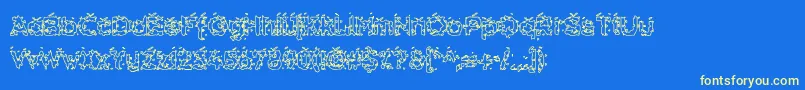 Hammh ffy-Schriftart – Gelbe Schriften auf blauem Hintergrund