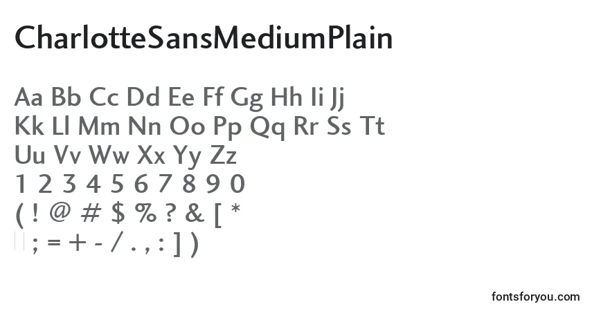 CharlotteSansMediumPlain Font – alphabet, numbers, special characters