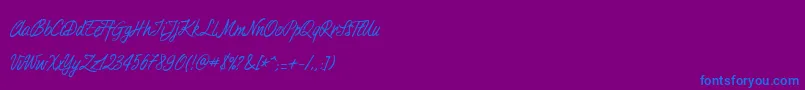 Duturner-Schriftart – Blaue Schriften auf violettem Hintergrund