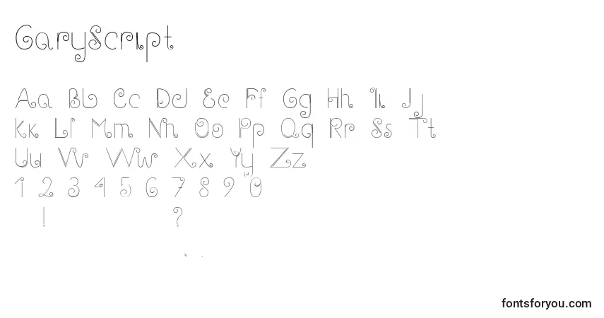 Schriftart GaryScript – Alphabet, Zahlen, spezielle Symbole