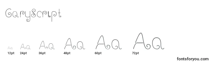 GaryScript Font Sizes