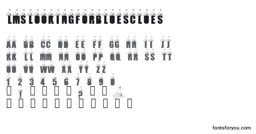A fonte LmsLookingForBluesClues – alfabeto, números, caracteres especiais