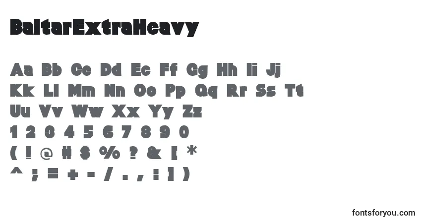 Czcionka BaltarExtraHeavy – alfabet, cyfry, specjalne znaki