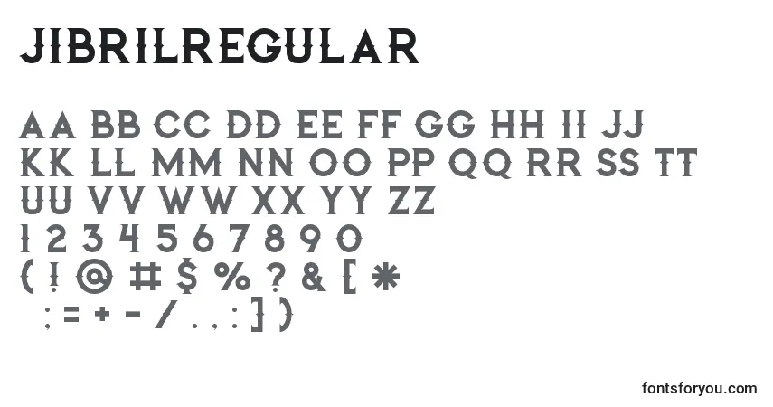 Schriftart Jibrilregular – Alphabet, Zahlen, spezielle Symbole