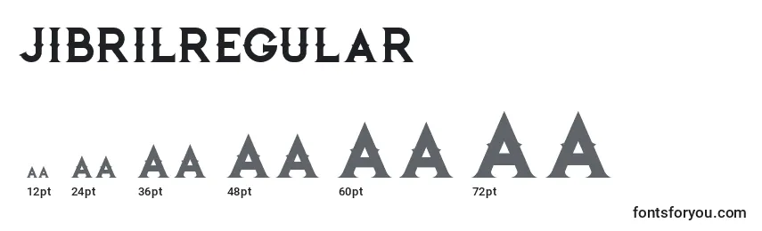 Размеры шрифта Jibrilregular