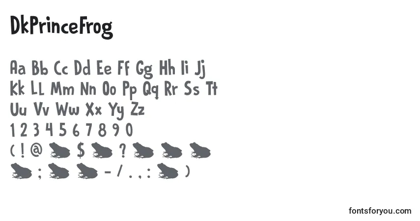 A fonte DkPrinceFrog – alfabeto, números, caracteres especiais